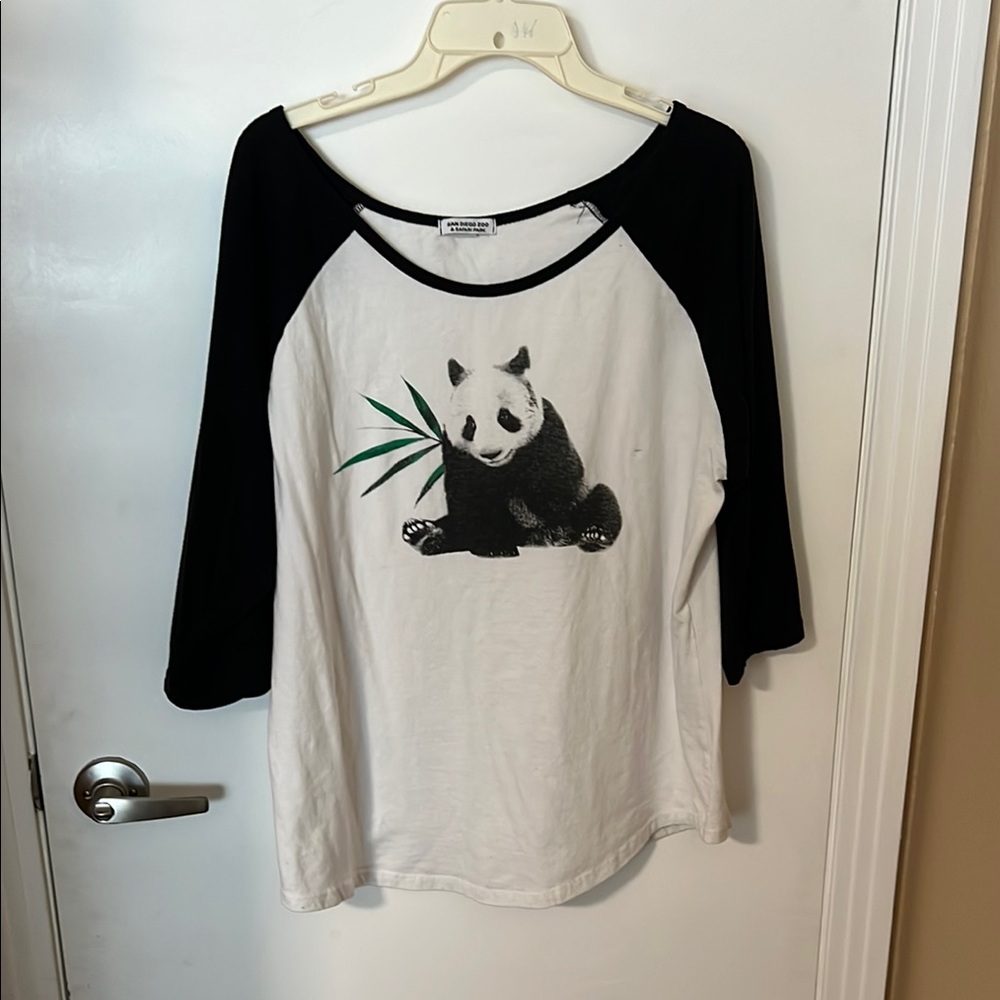 Black and White Panda Raglan Shirt